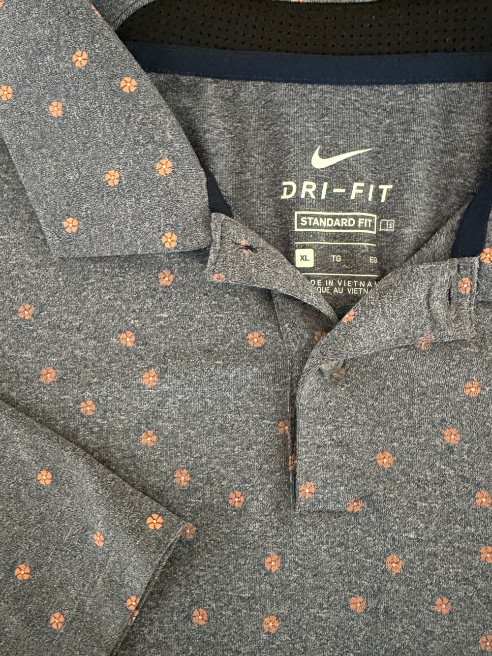 Nike Dri-FIT “Vapor” Print Polo with Subtle Orange Floral Dots - XL